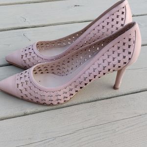 Blush Nine West pumps with heart cut out detail, size 9
